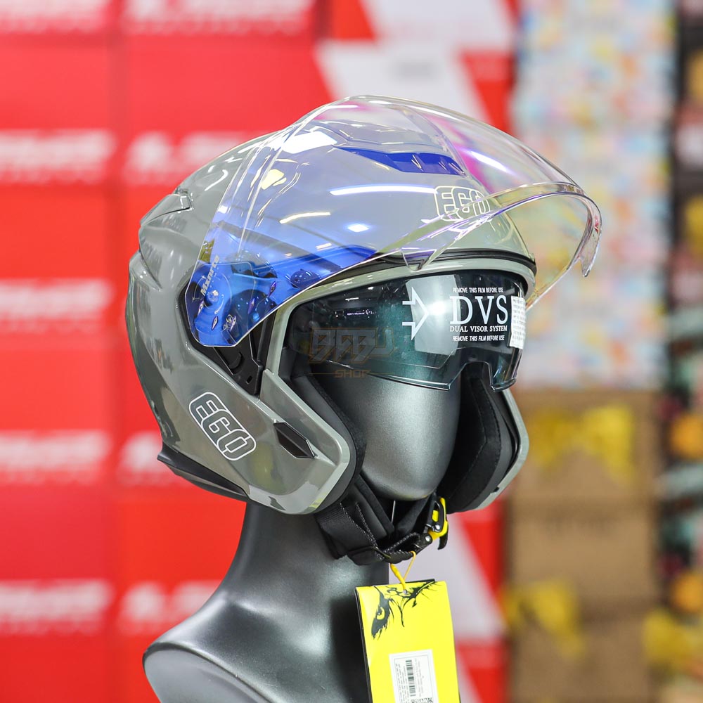 Mũ 3/4 Kính EGO E42 Plus Xi Măng Bóng Chuẩn DOT Kèm Kính Revo