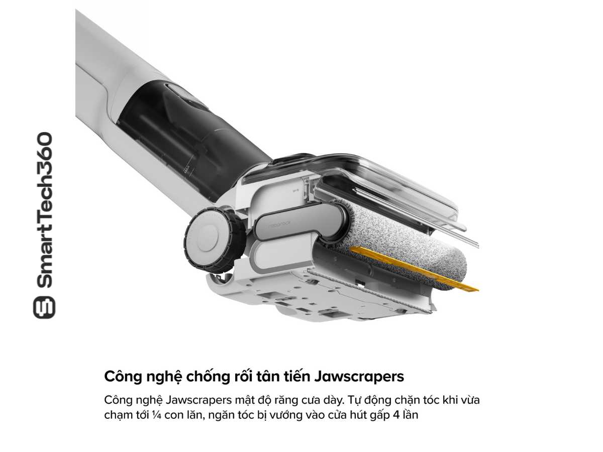 Công nghệ Jawscrapers trên Roborock F25 RT Gen 2 giúp chống rối tóc với tỷ lệ 0%