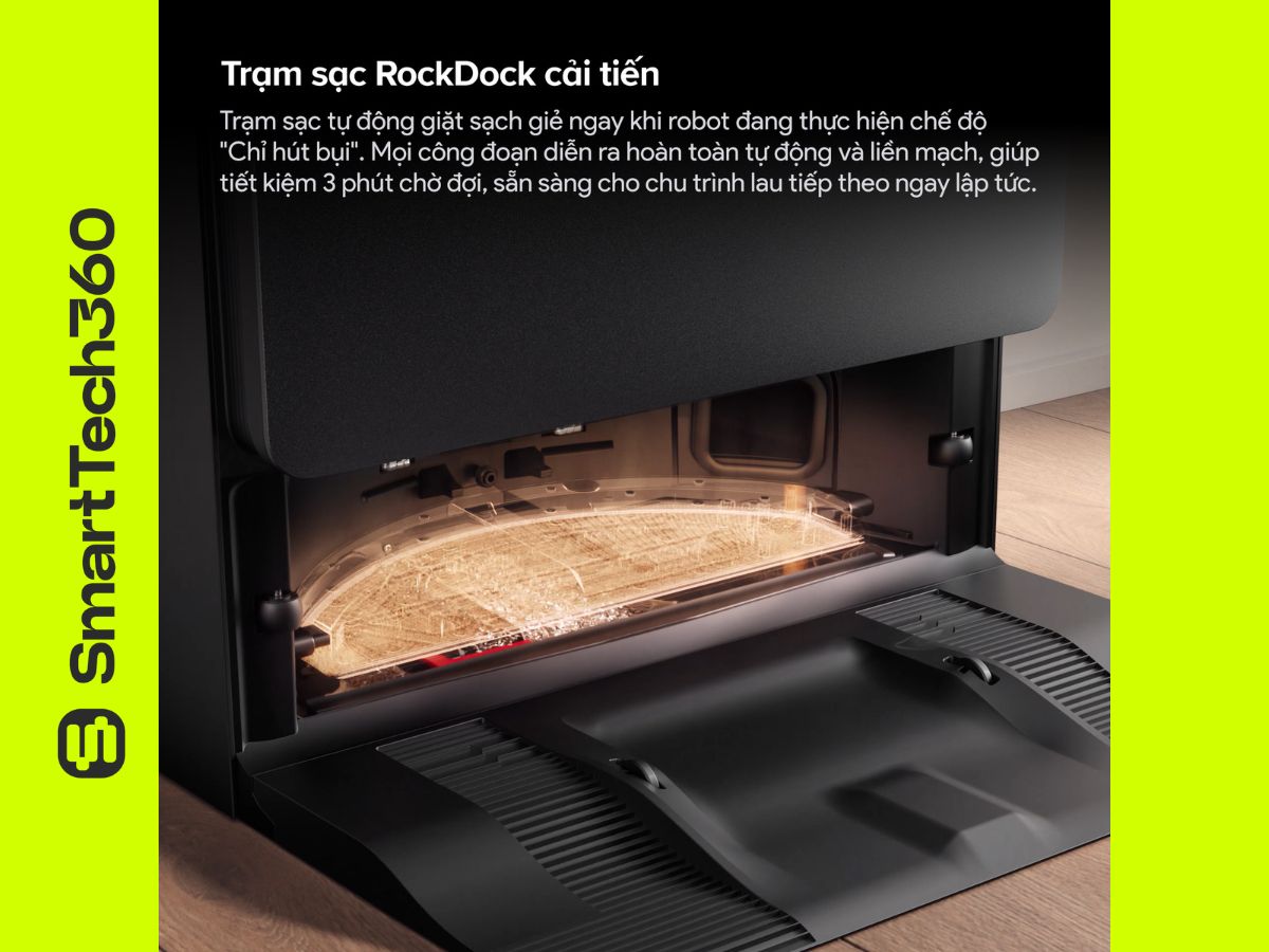 Dock sạc Roborock Saros 20 Sonic tự động giặt giẻ nước nóng 100 độ C