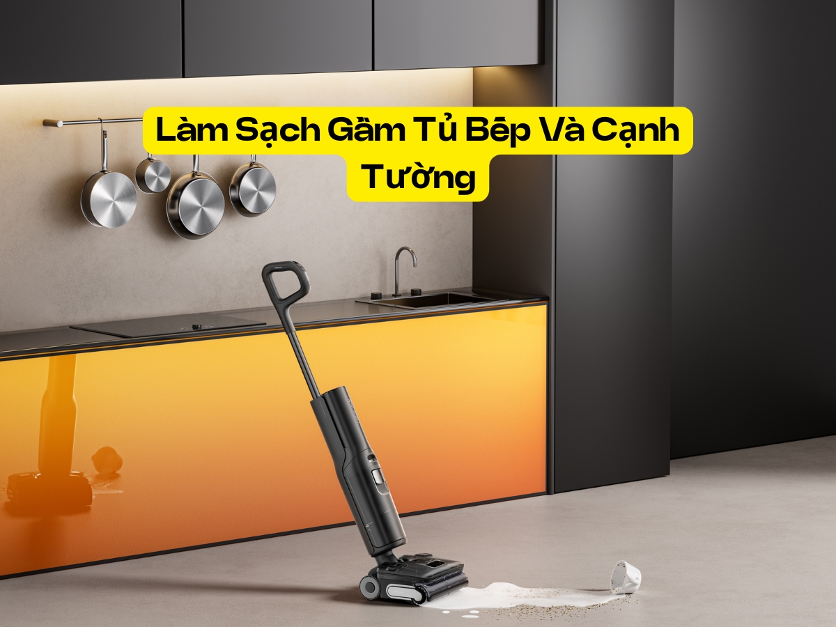 roborock f25 ace pro làm sạch gầm tủ bếp flatreach 180