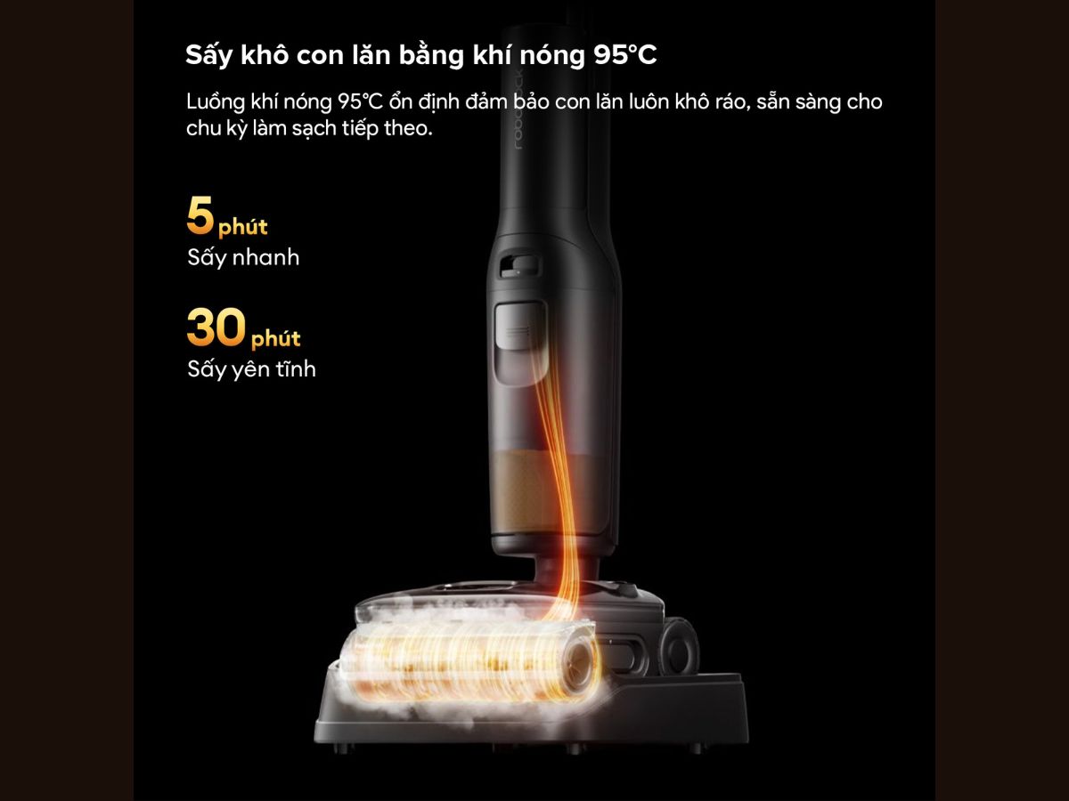roborock f25 steam trạm sạc tự giặt sấy con lăn bằng khí nóng 95C
