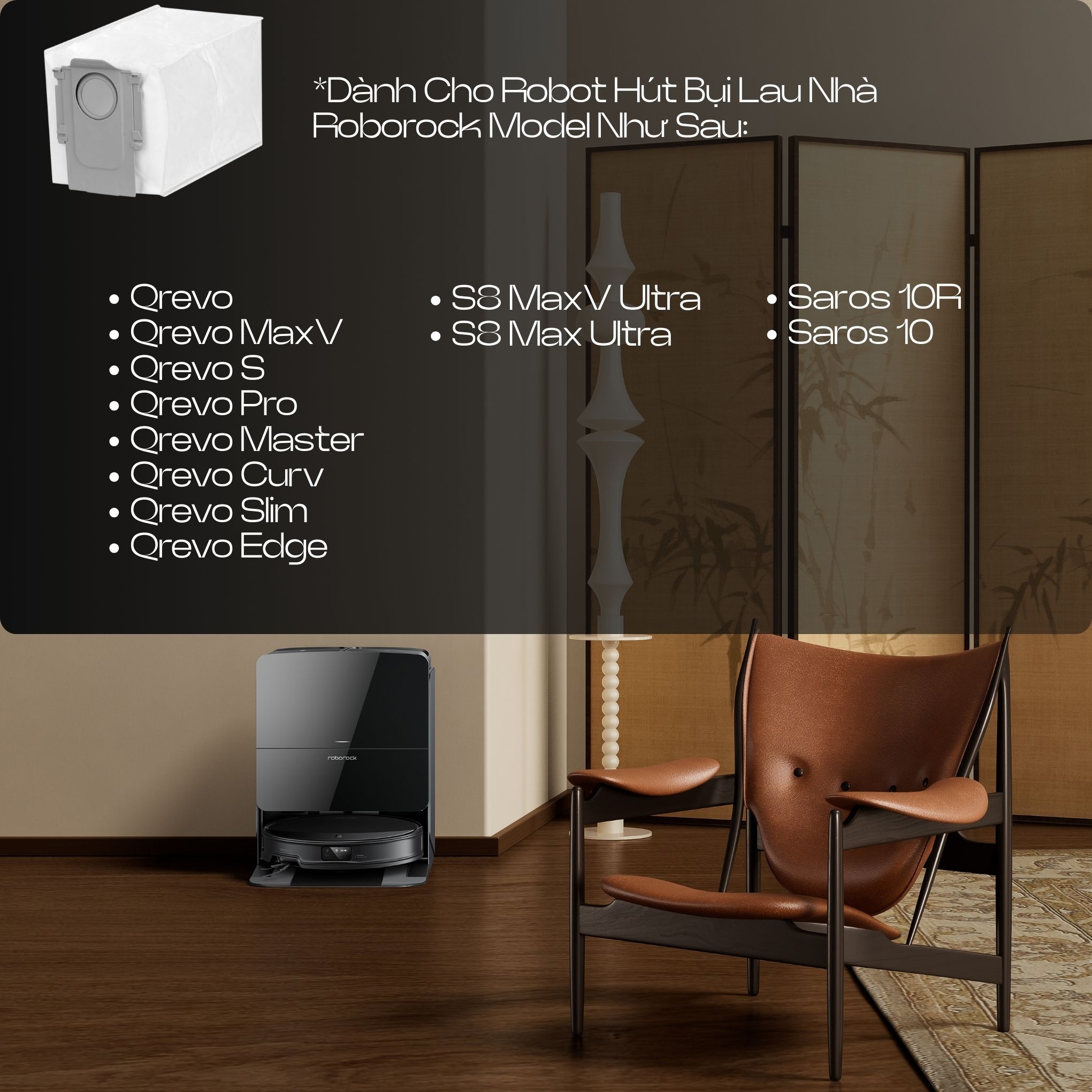 Túi Rác HEPA Thay Thế Robot Hút Bụi Roborock