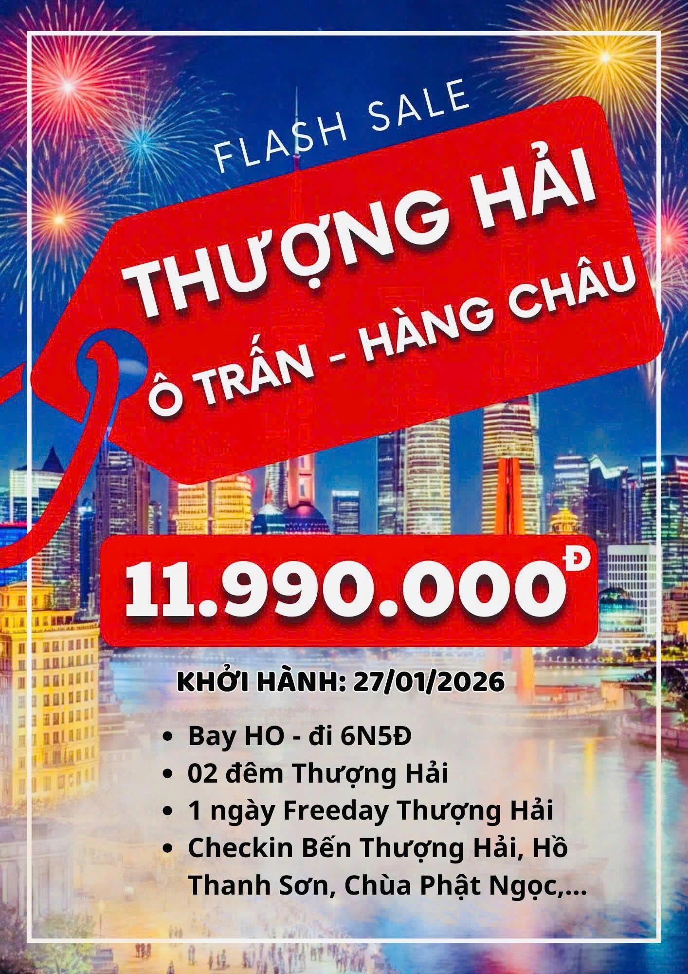 FLASH SALE THƯỢNG HẢI - Ô TRẤN - HÀNG CHÂU