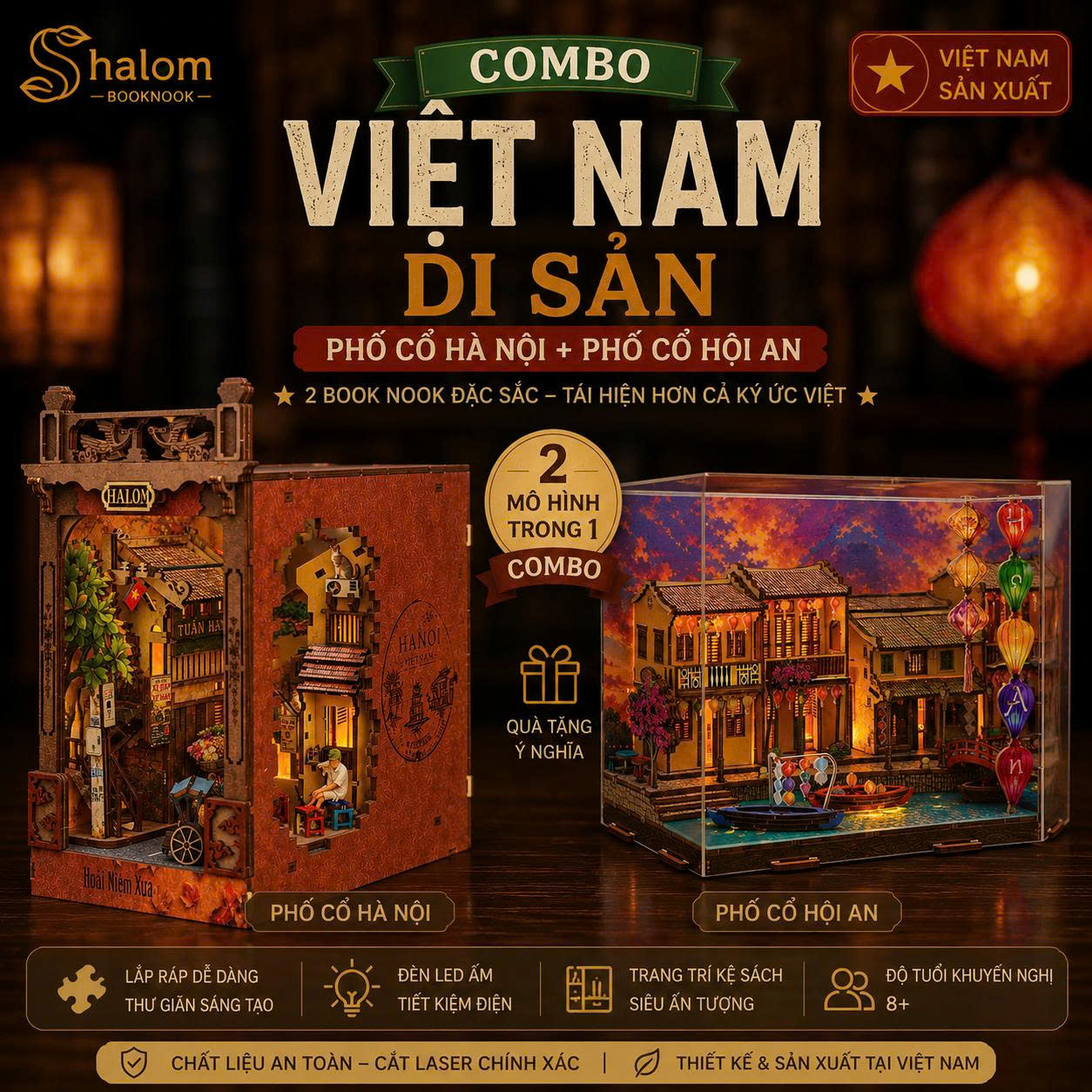 Combo Book Nook Việt Nam Di Sản Halom (Phố Cổ Hà Nội + Phố Cổ Hội An)