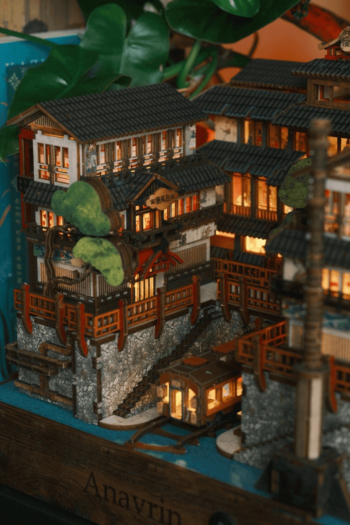 Mô hình Halom book nook diy Nhà tắm nước nóng Ginzan Onsen