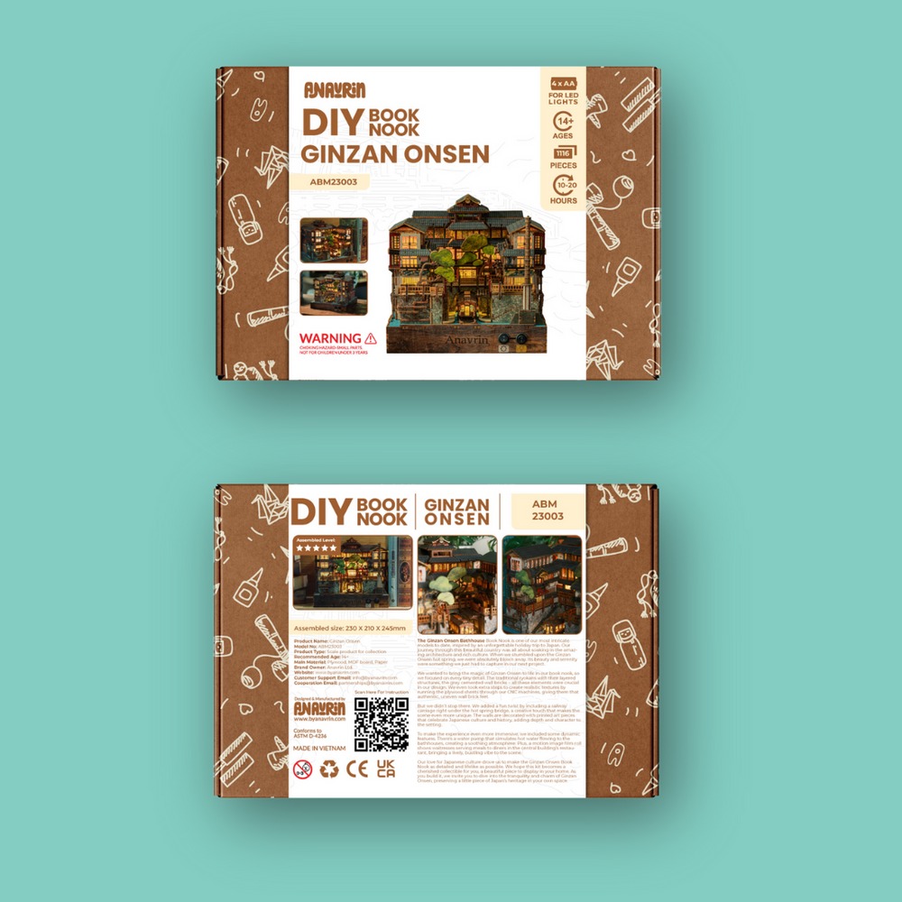 Mô hình Halom book nook diy Nhà tắm nước nóng Ginzan Onsen
