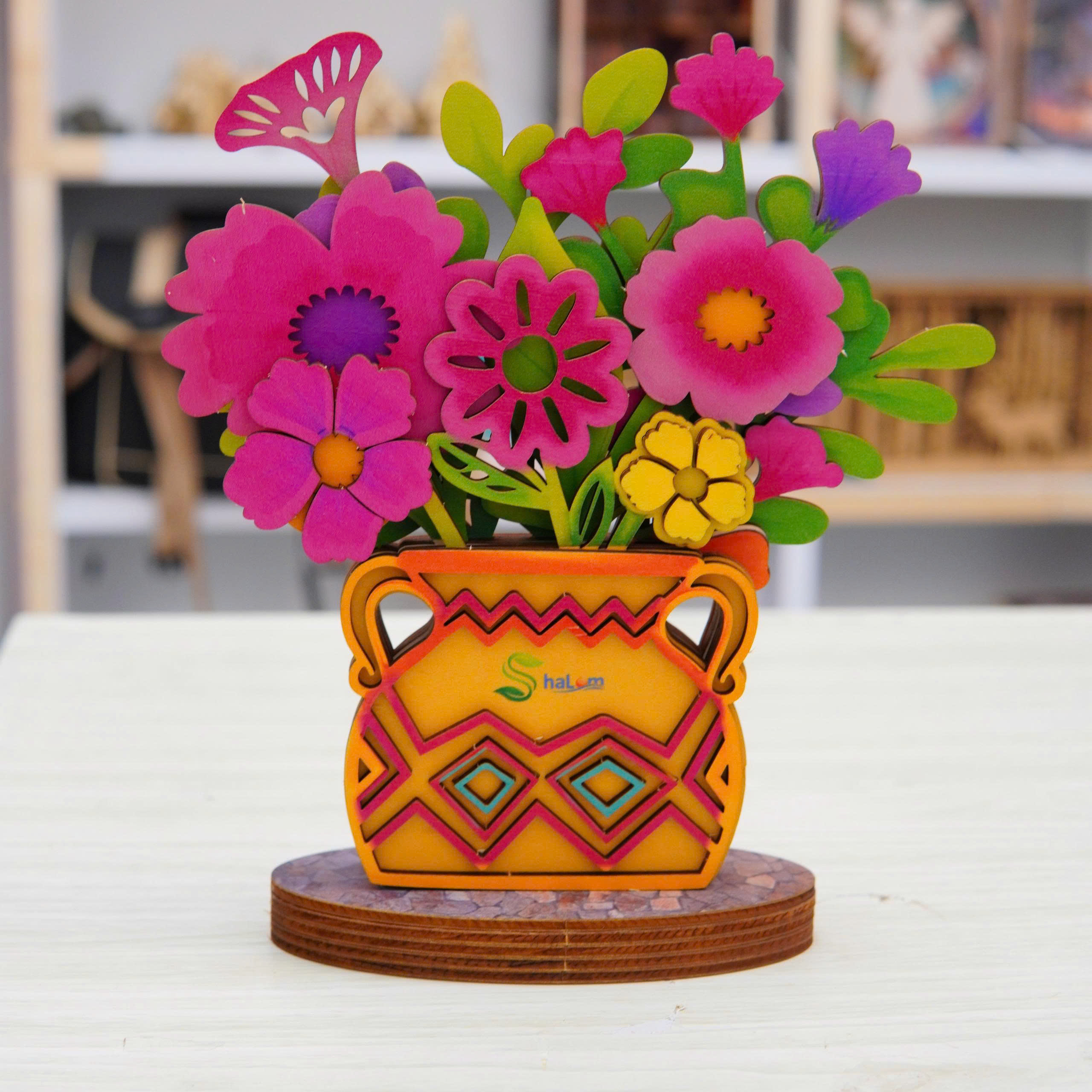 Lọ Hoa Gỗ DIY Halom Bộ Lắp Ghép Decor Bàn Học, Bàn Làm Việc Dễ Thương