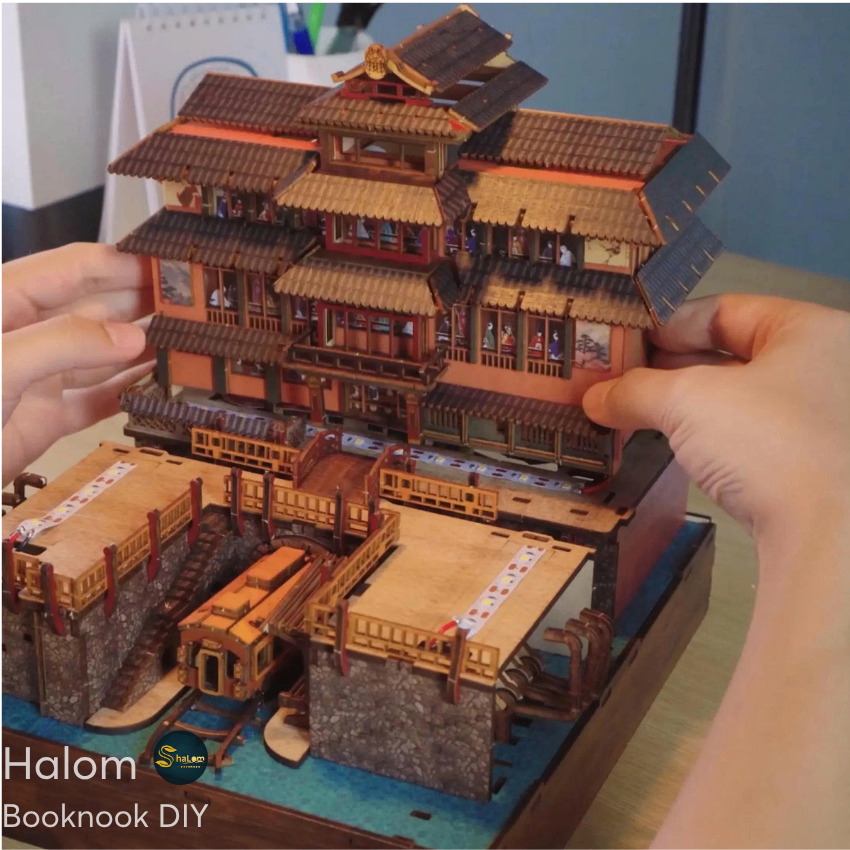 Mô hình Halom book nook diy Nhà tắm nước nóng Ginzan Onsen