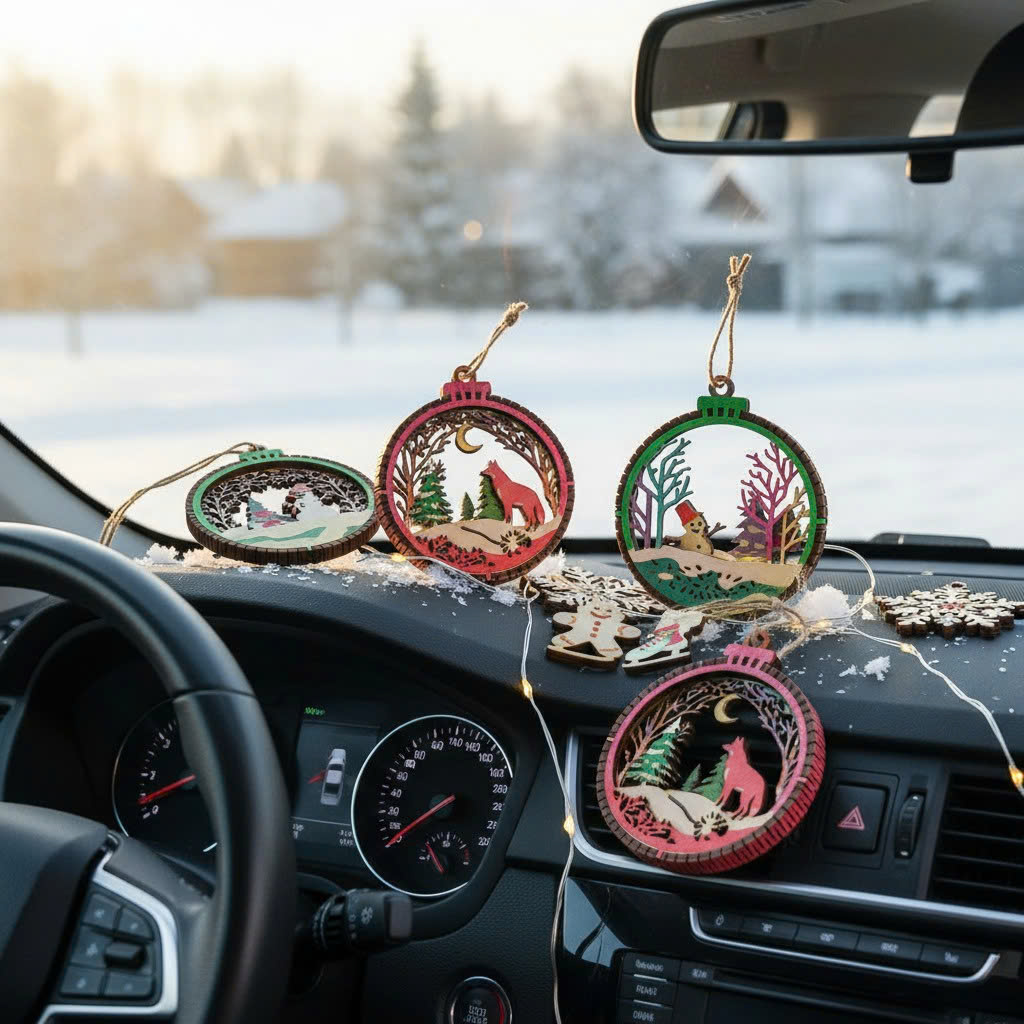 (10 cái/ hộp)  Halom đồ decor Trang trí giáng sinh Noel bằng gỗ