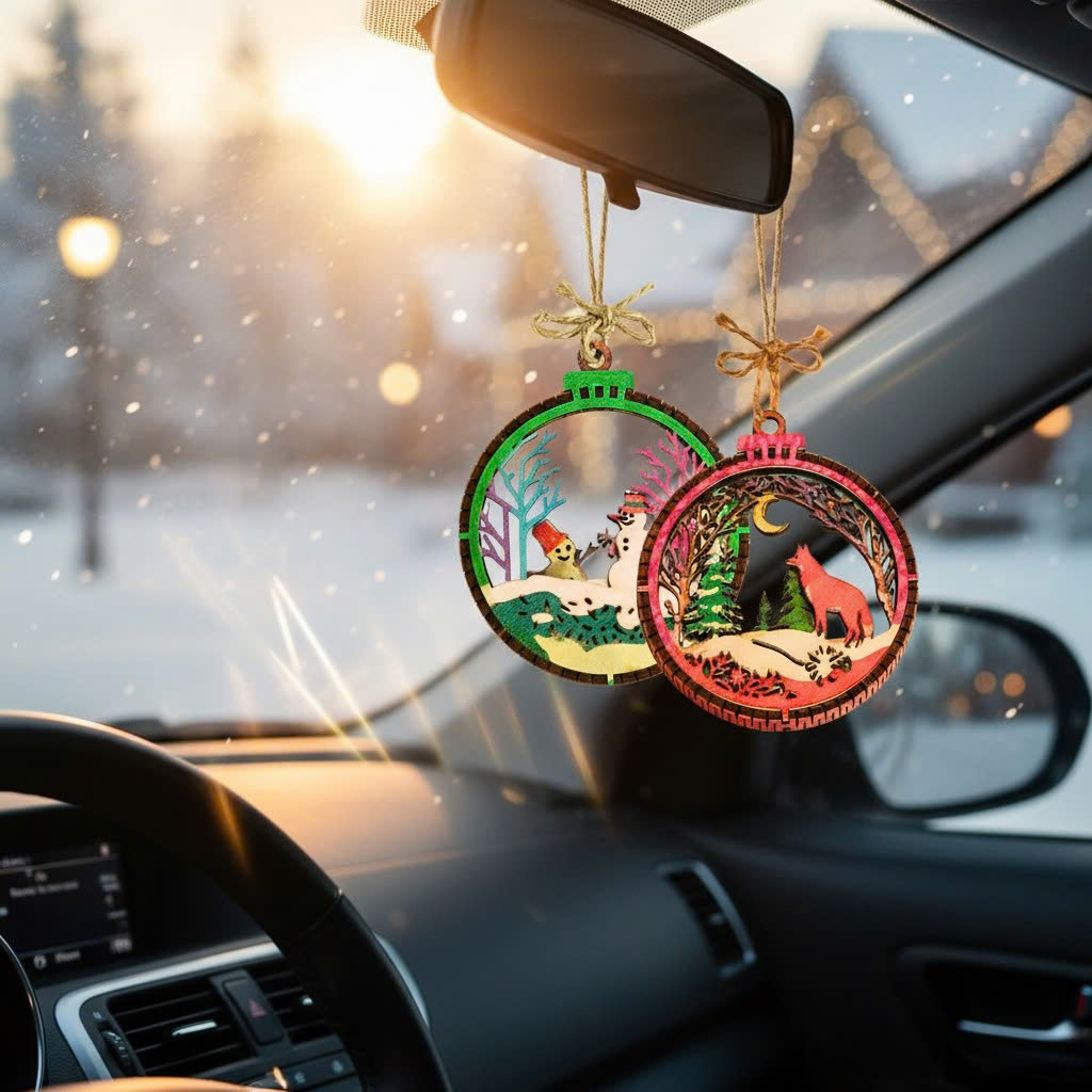 (10 cái/ hộp)  Halom đồ decor Trang trí giáng sinh Noel bằng gỗ