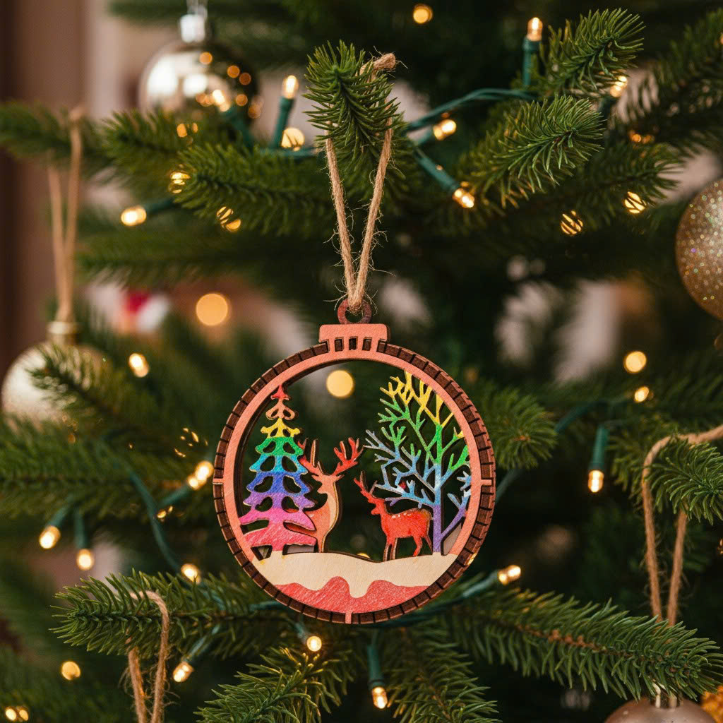 (10 cái/ hộp)  Halom đồ decor Trang trí giáng sinh Noel bằng gỗ