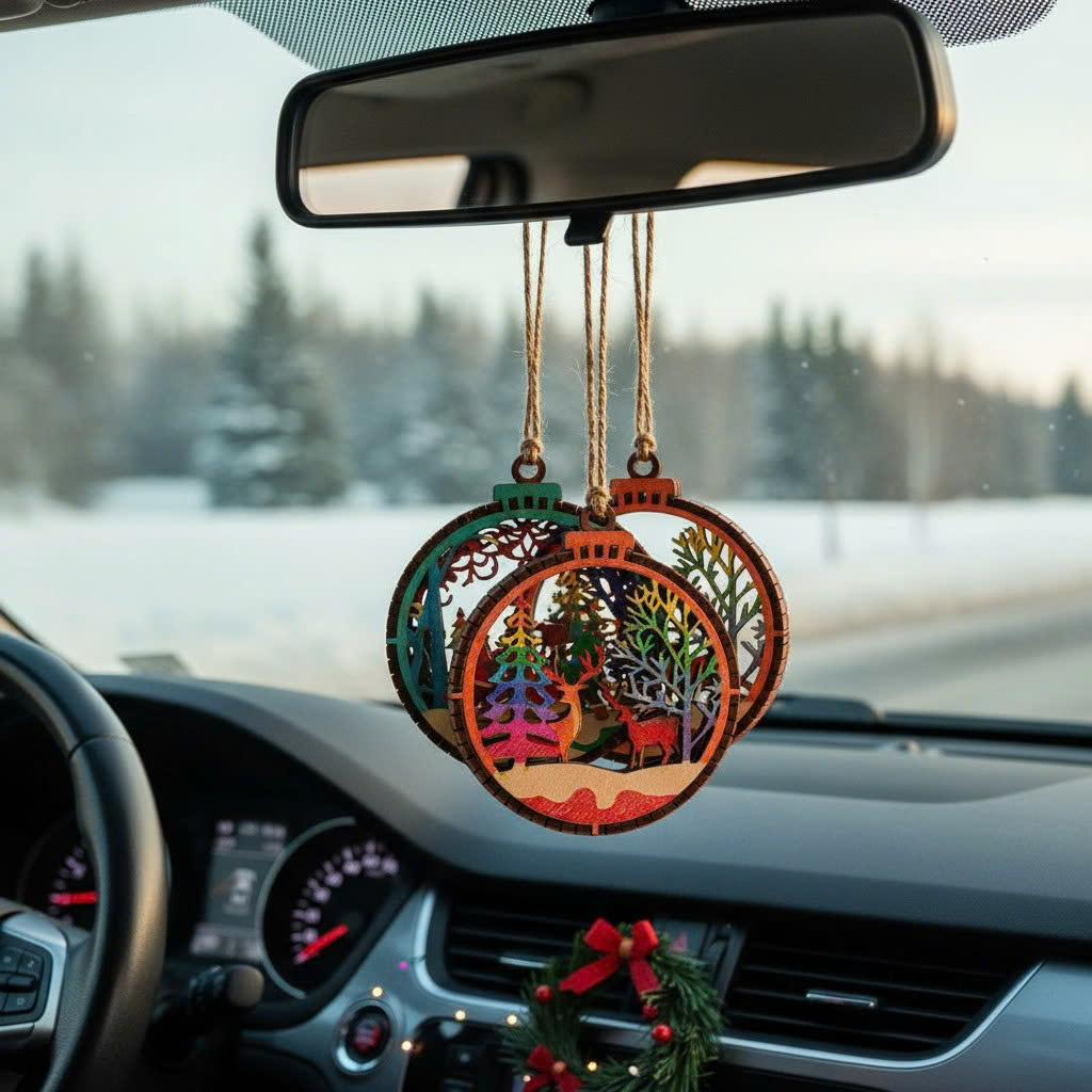 (10 cái/ hộp)  Halom đồ decor Trang trí giáng sinh Noel bằng gỗ