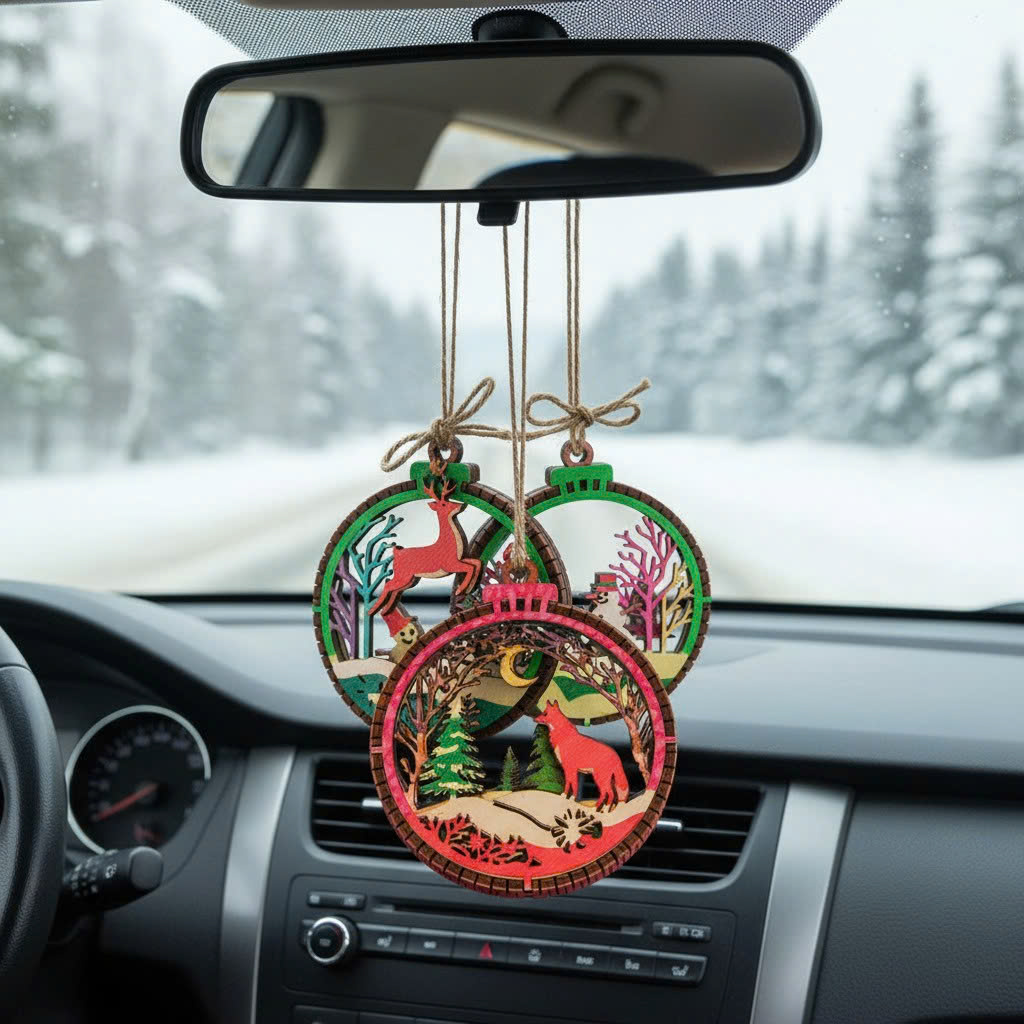 (10 cái/ hộp)  Halom đồ decor Trang trí giáng sinh Noel bằng gỗ