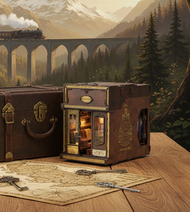 Mô hình Halom book nook diy 1940 Train Cabin