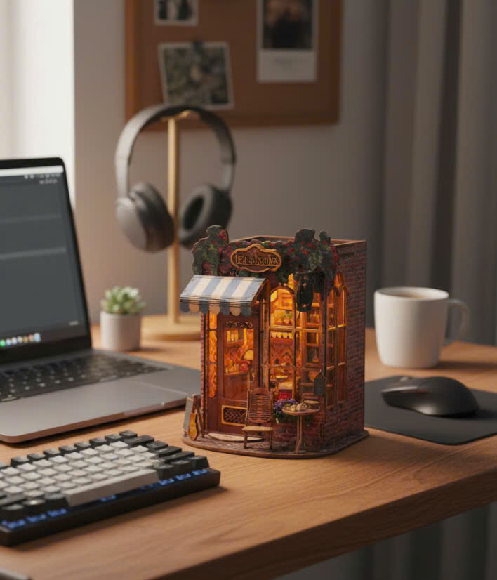 Mô hình Halom book nook Tea Books DIY