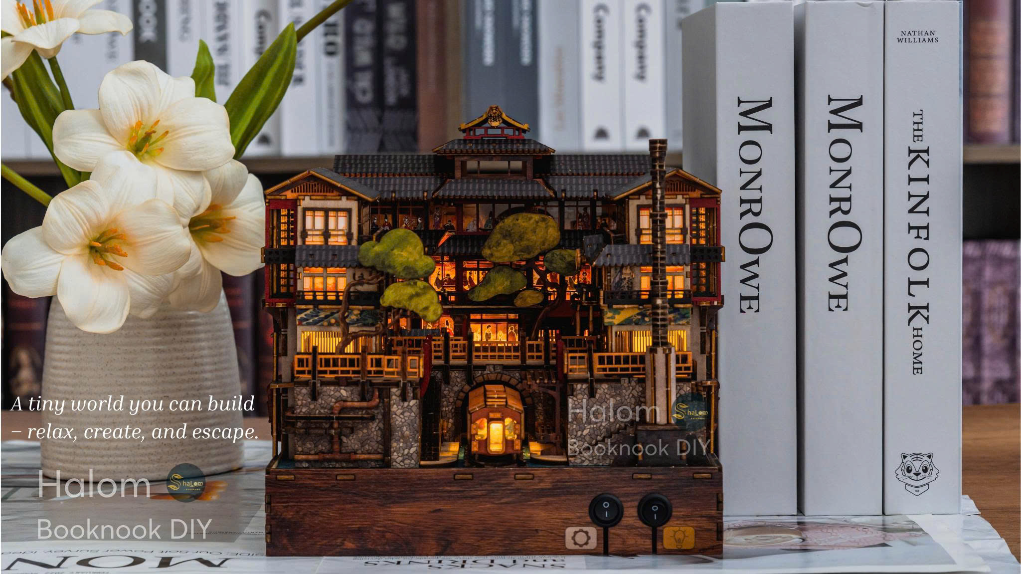 Mô hình Halom book nook diy Nhà tắm nước nóng Ginzan Onsen