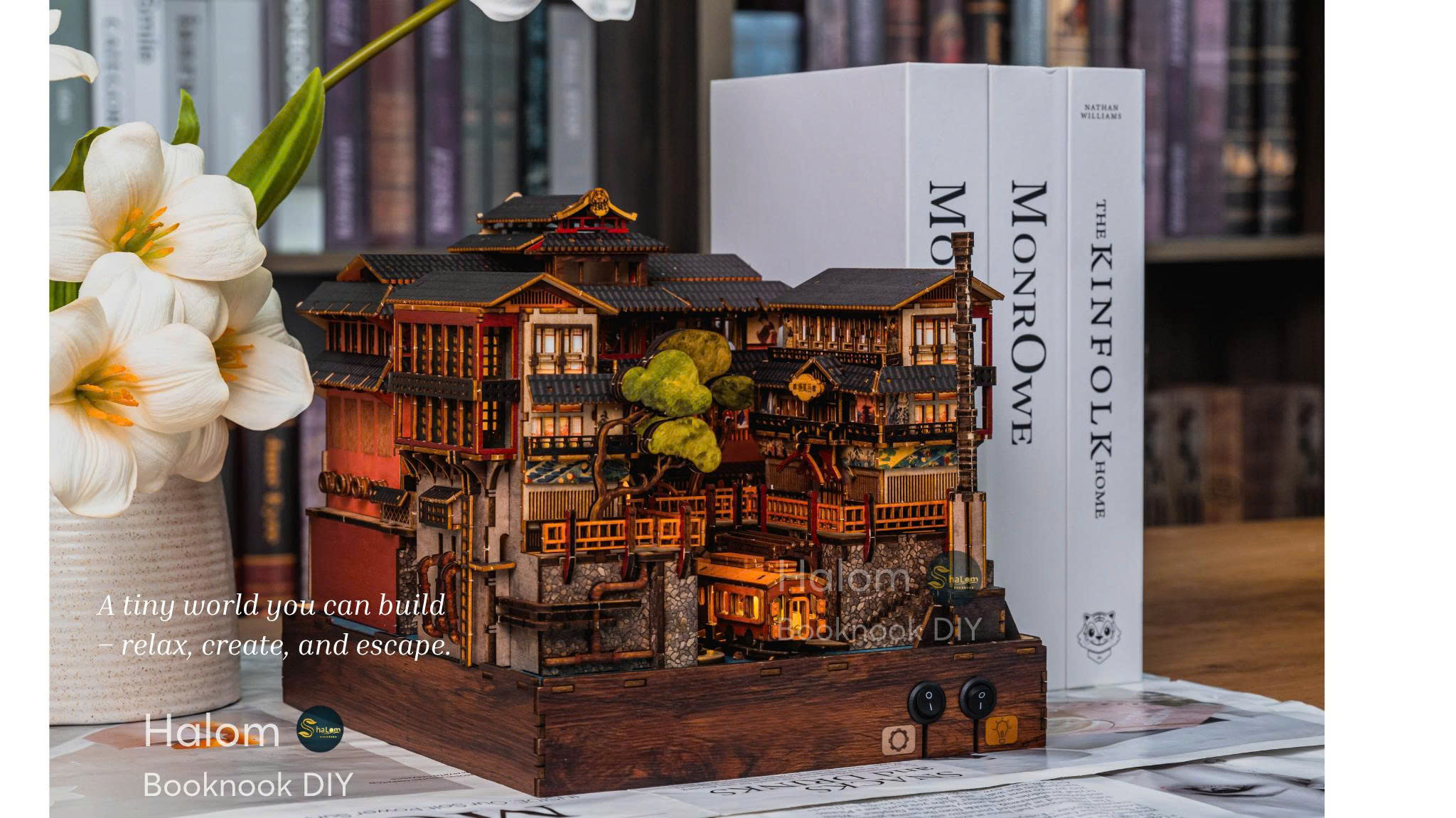 Mô hình Halom book nook diy Nhà tắm nước nóng Ginzan Onsen
