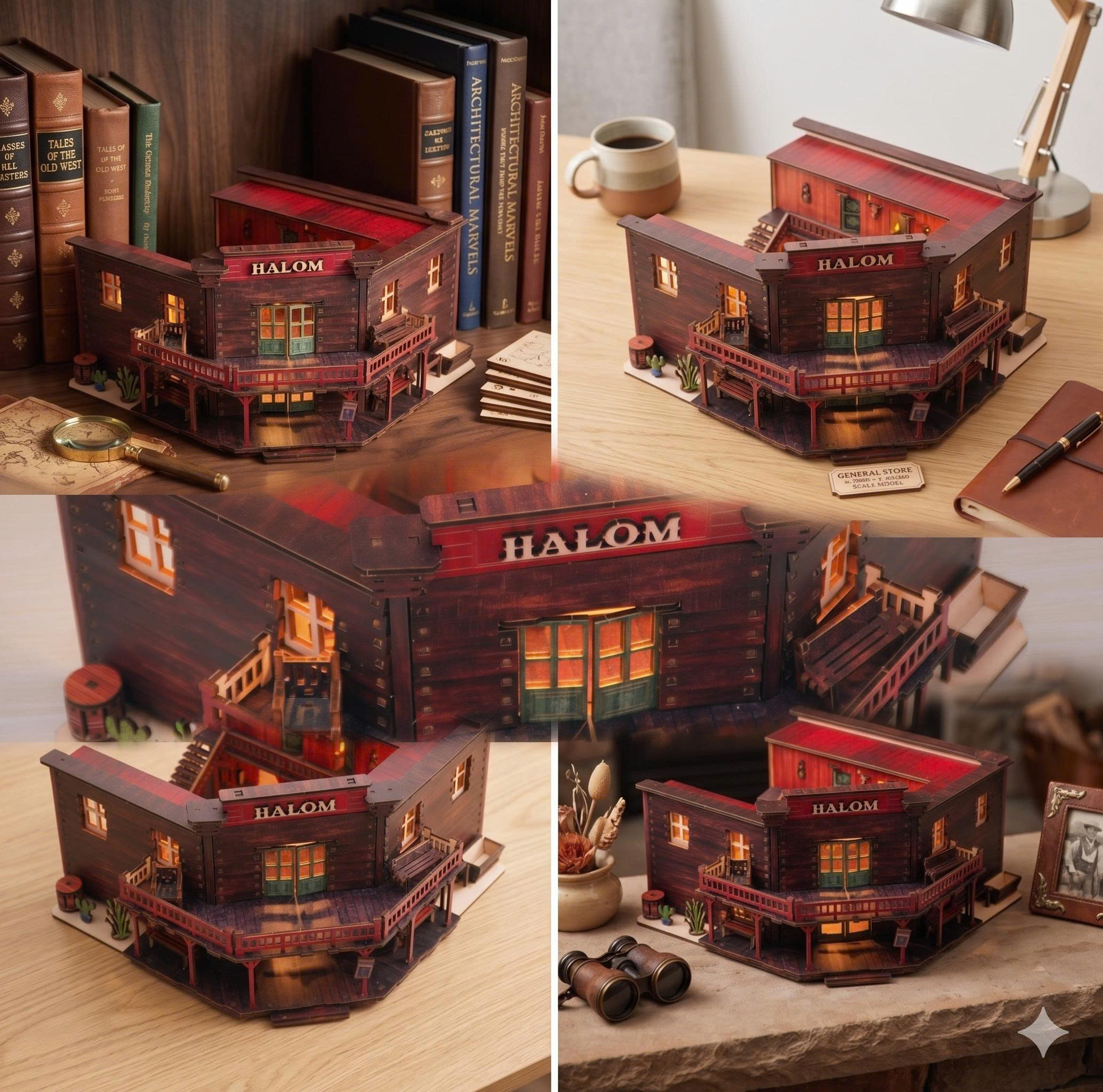 Mô hình Halom nhà hàng Viễn Tây western Town DIY