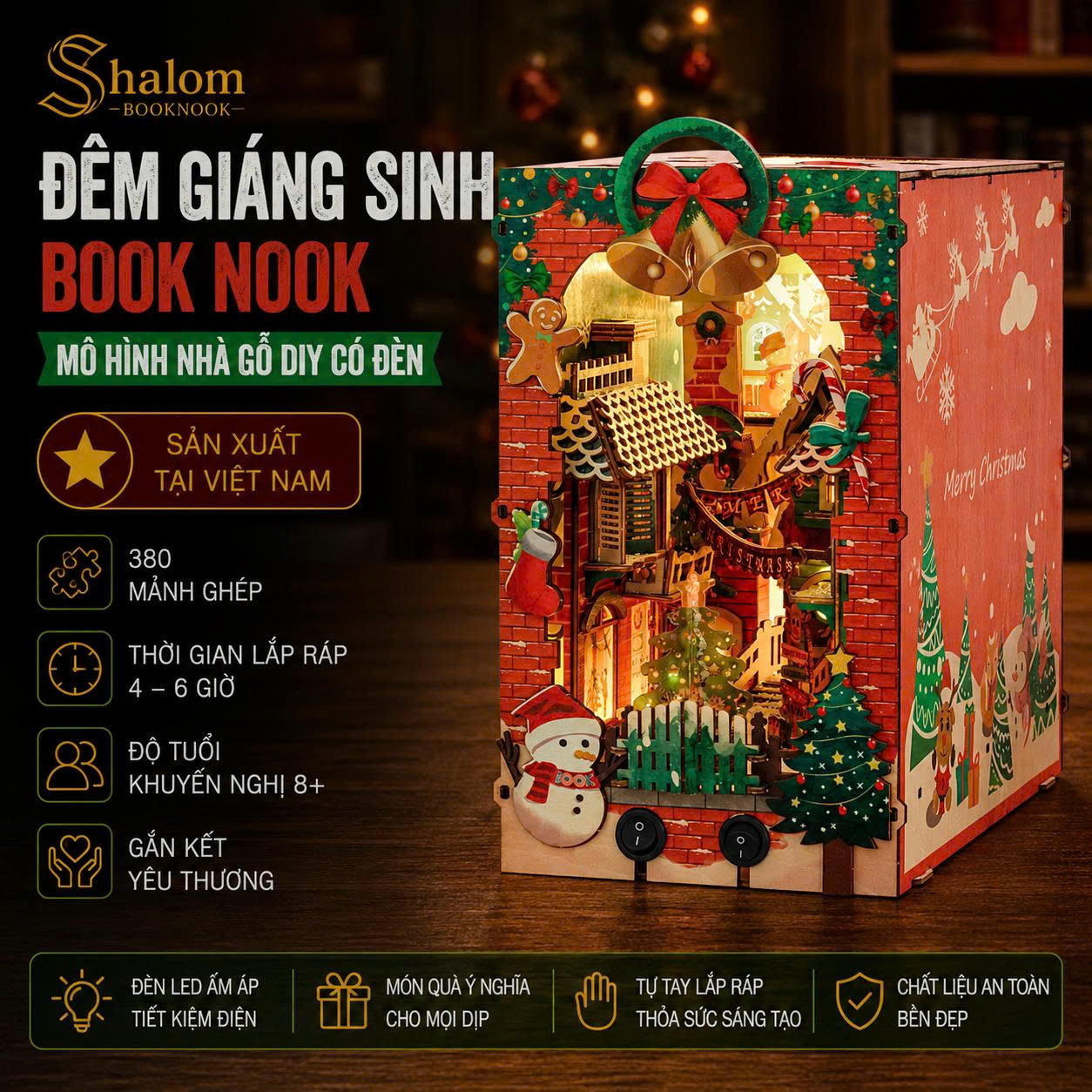 Mô hình Halom book nook Đêm Giáng Sinh