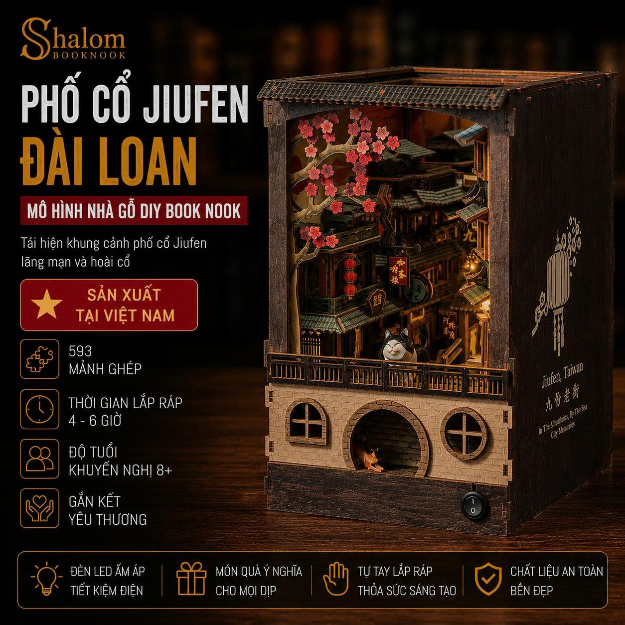 Mô hình Halom book nook diy Phố cổ Jiu Fen - Cửu Phần - Đài Loan