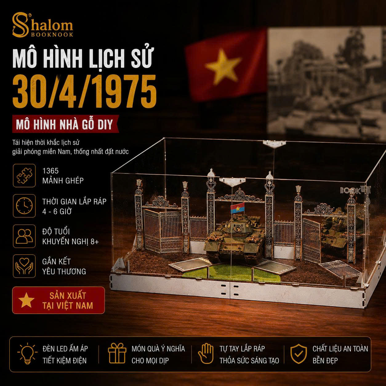 Mô hình Halom Book Nook Lịch Sử 30/04/1975