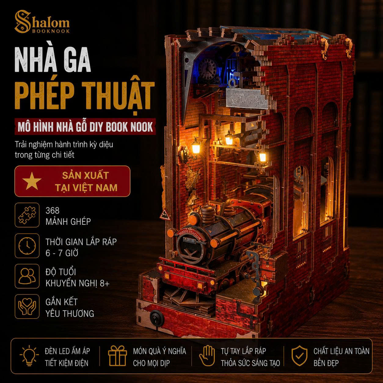 Mô hình Halom book nook diy Nhà ga Ngã Tư Vua Harry Potter collection