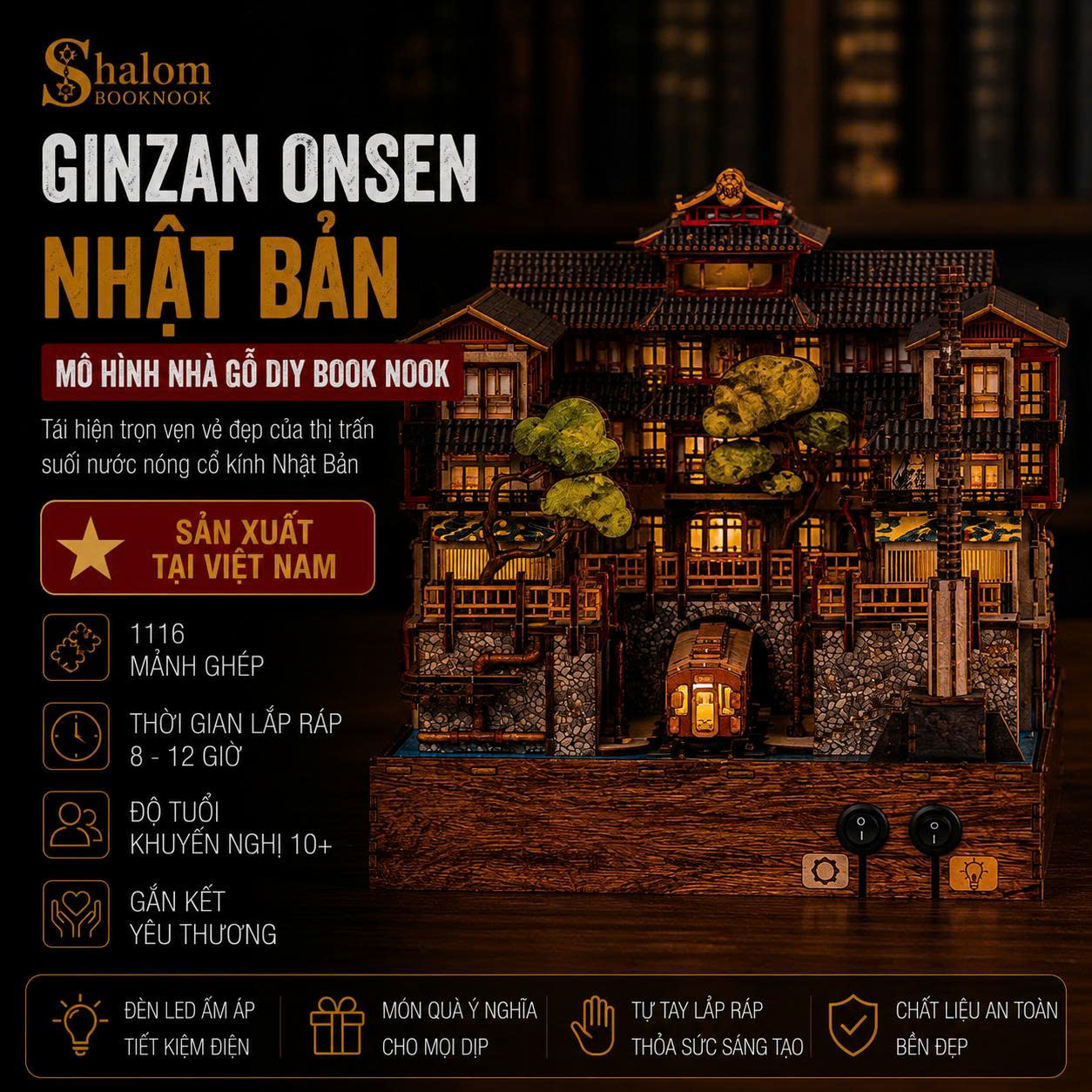 Mô hình Halom book nook diy Nhà tắm nước nóng Ginzan Onsen