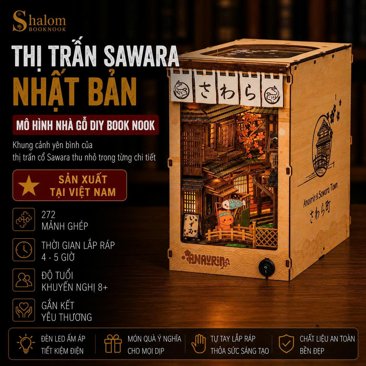 Mô Hình Halom book nook diy thị trấn Sawara quyến rũ ở Narita, Nhật Bản.