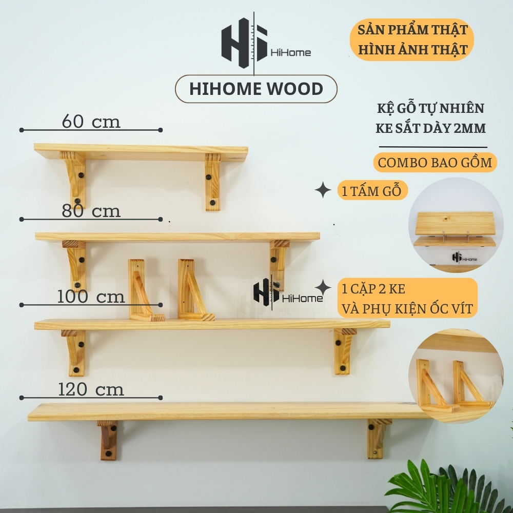 KỆ GỖ TREO TƯỜNG DECOR RỘNG 20CM KGT011