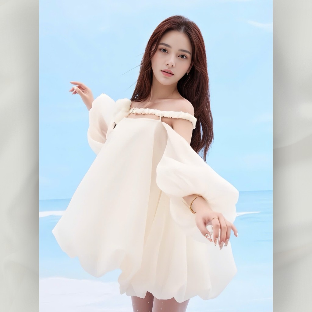 Đầm váy xoè mini trên đầu gối dáng bèo kiểu tiểu thư vải tơ gôn cao cấp đi tiệc đi chơi | vd98