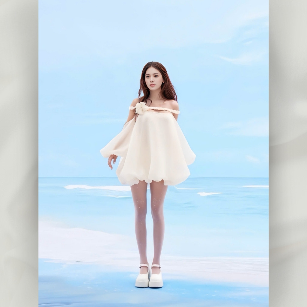 Đầm váy xoè mini trên đầu gối dáng bèo kiểu tiểu thư vải tơ gôn cao cấp đi tiệc đi chơi | vd98