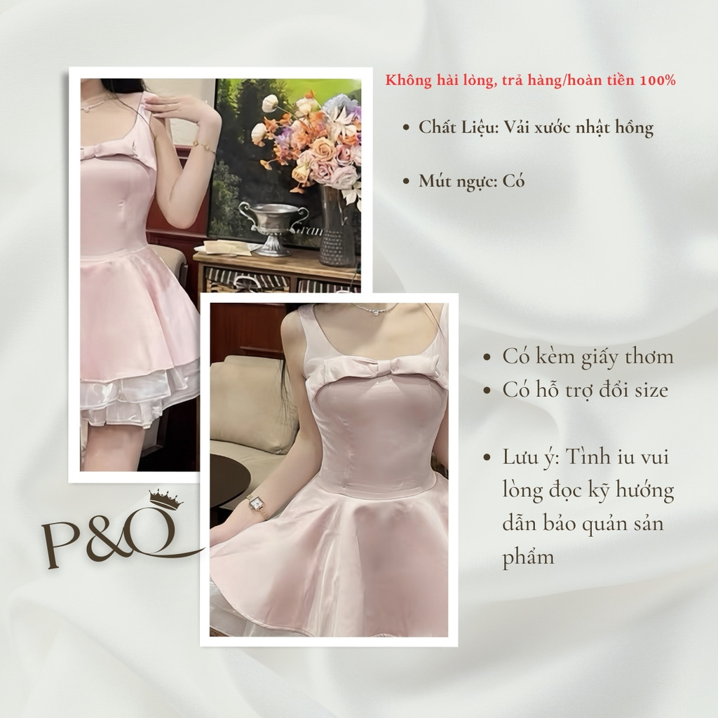 Đầm váy xòe mini họa tiết nơ ngực đi chơi dự tiệc dạo phố có bigsize | vd89