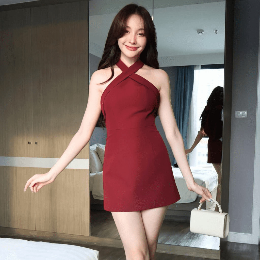 Đầm váy xòe chân váy mini cổ họa tiết hai lớp có lớp lót có bigsize | vd1