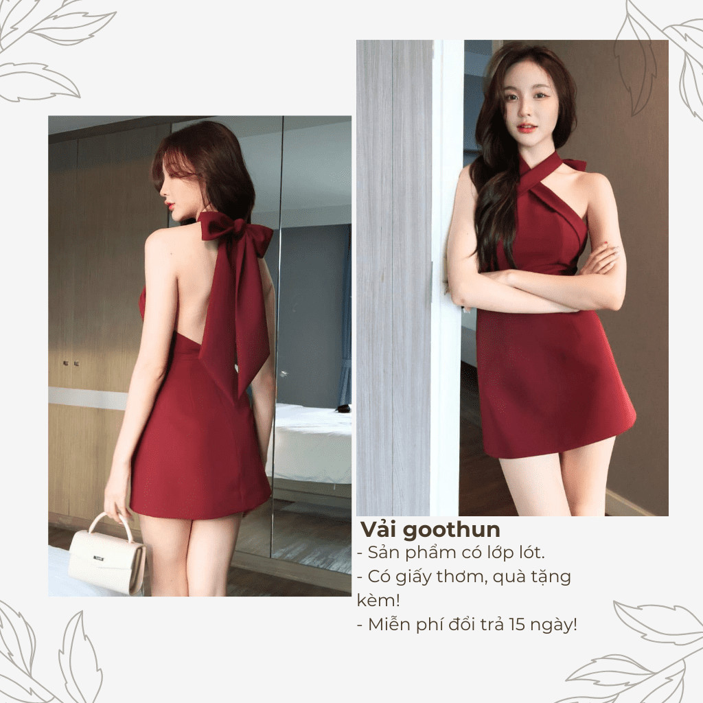 Đầm váy xòe chân váy mini cổ họa tiết hai lớp có lớp lót có bigsize | vd1