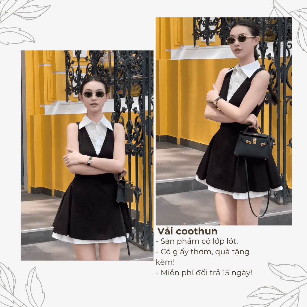 Đầm váy xòe mini vải goothun kiểu dáng công sở hai lớp có bigsize | vd33