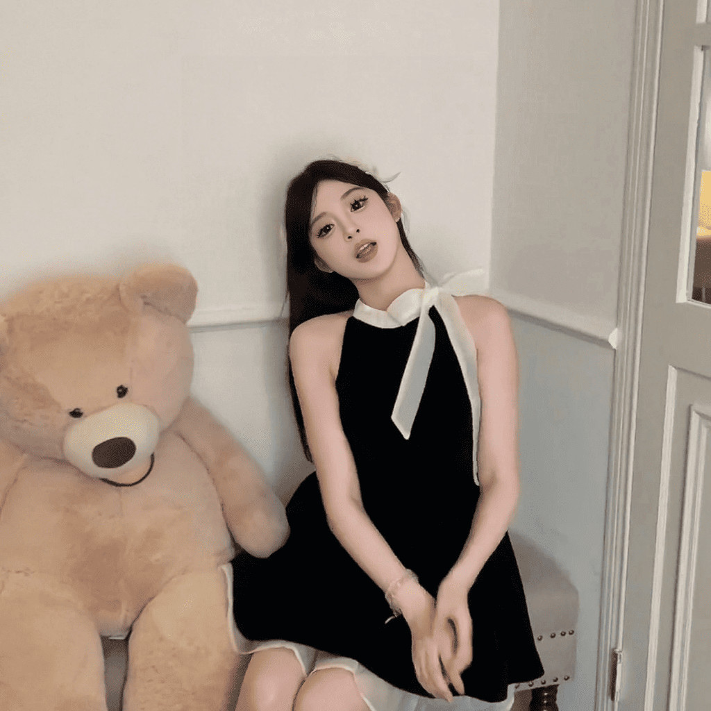 Đầm váy xòe chân váy mini vải goothun hai lớp cổ yếm nơ có bigsize | vd37