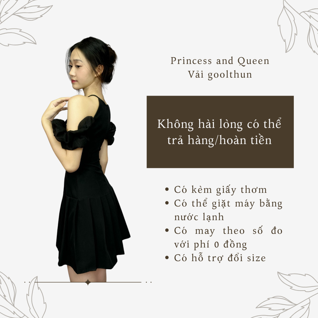 Đầm xòe công sở dự tiệc dạo phố chân váy ngắn trễ vai vải goothun có bigsize | vd3