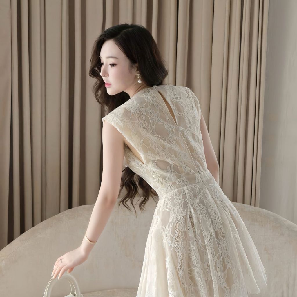 Đầm ren nữ thiết kế dáng xòe, hai lớp đầm công chúa dự tiệc sang trọng | vd65