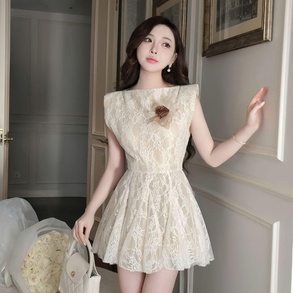 Đầm ren nữ thiết kế dáng xòe, hai lớp đầm công chúa dự tiệc sang trọng | vd65