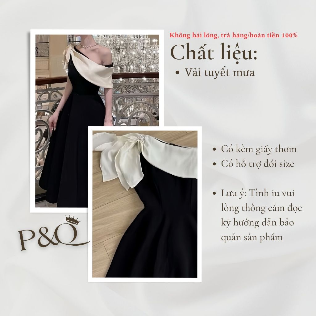 Đầm váy xòe trễ vai phối nơ sang trọng, phong cách tiểu thư quý phái | vd72
