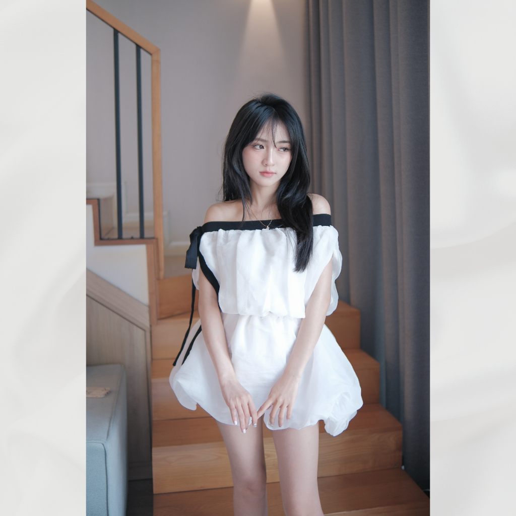 Đầm tiểu thư váy xòe chân váy ngắn xếp ly cổ tim chữ v có lớp lót sang chảnh | vd88