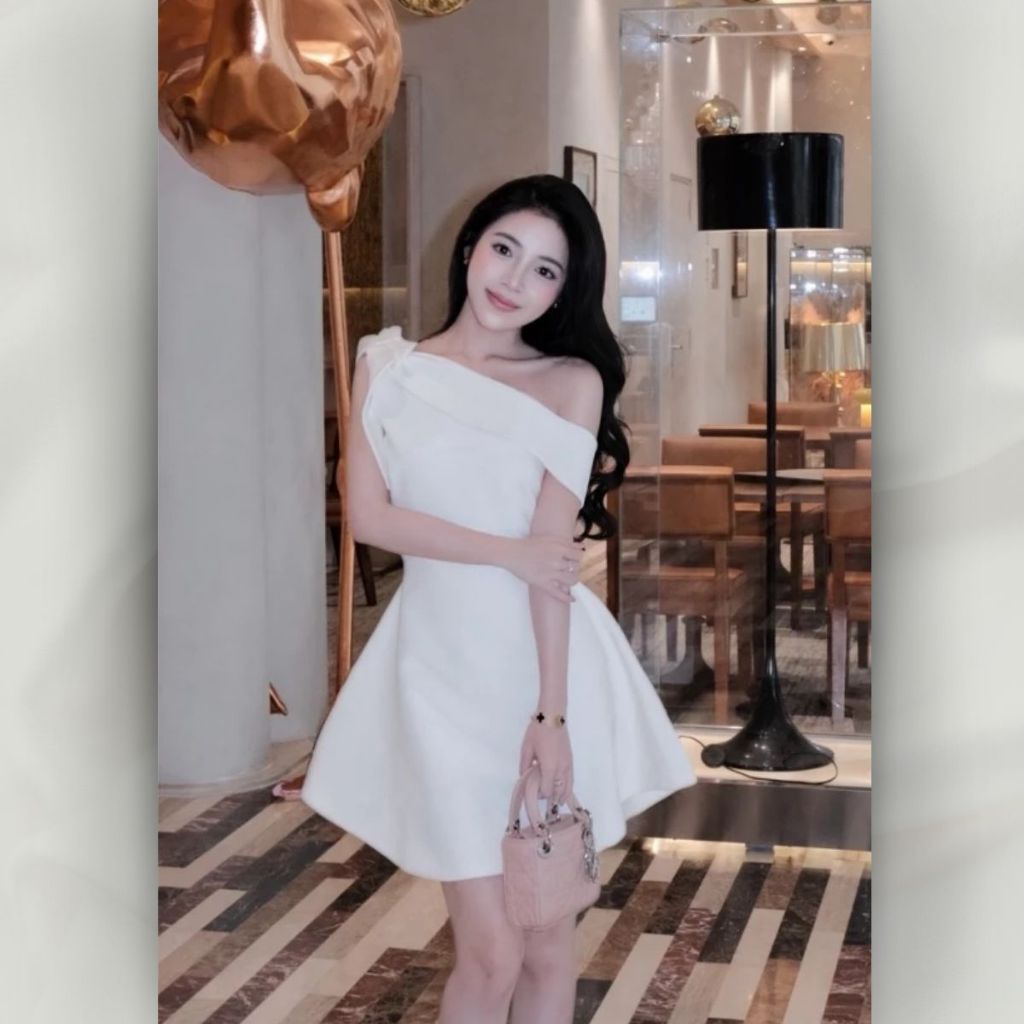 Váy Nữ Lệch Vai Dáng Xòe Công Chúa Thanh Lịch Sang Chảnh Dự Tiệc Cao Cấp | vd122