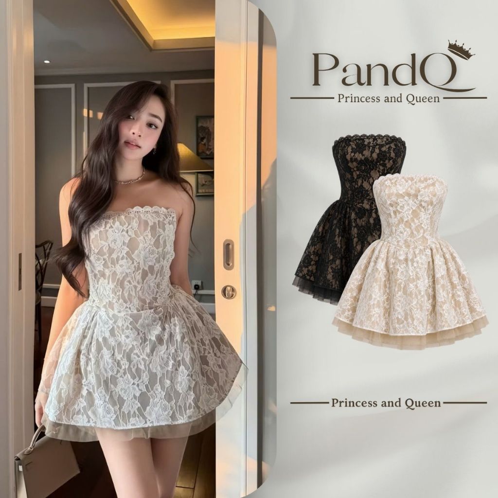 Đầm Ren Nữ Cúp Ngực Dáng Xòe Váy Công Chúa Tiểu Thư Sang Trọng Đi Tiệc | vd126