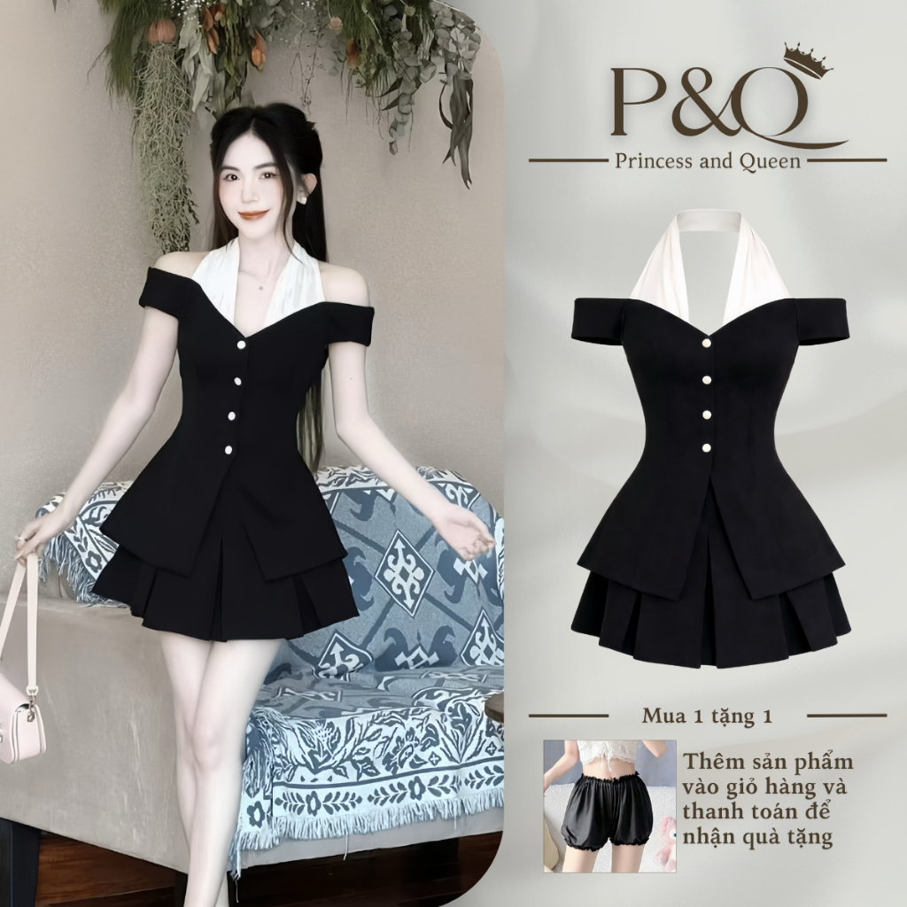 Set áo kèm chân váy mini nhiều tầng chất liệu goolthun sang chảnh có bigsize | set16