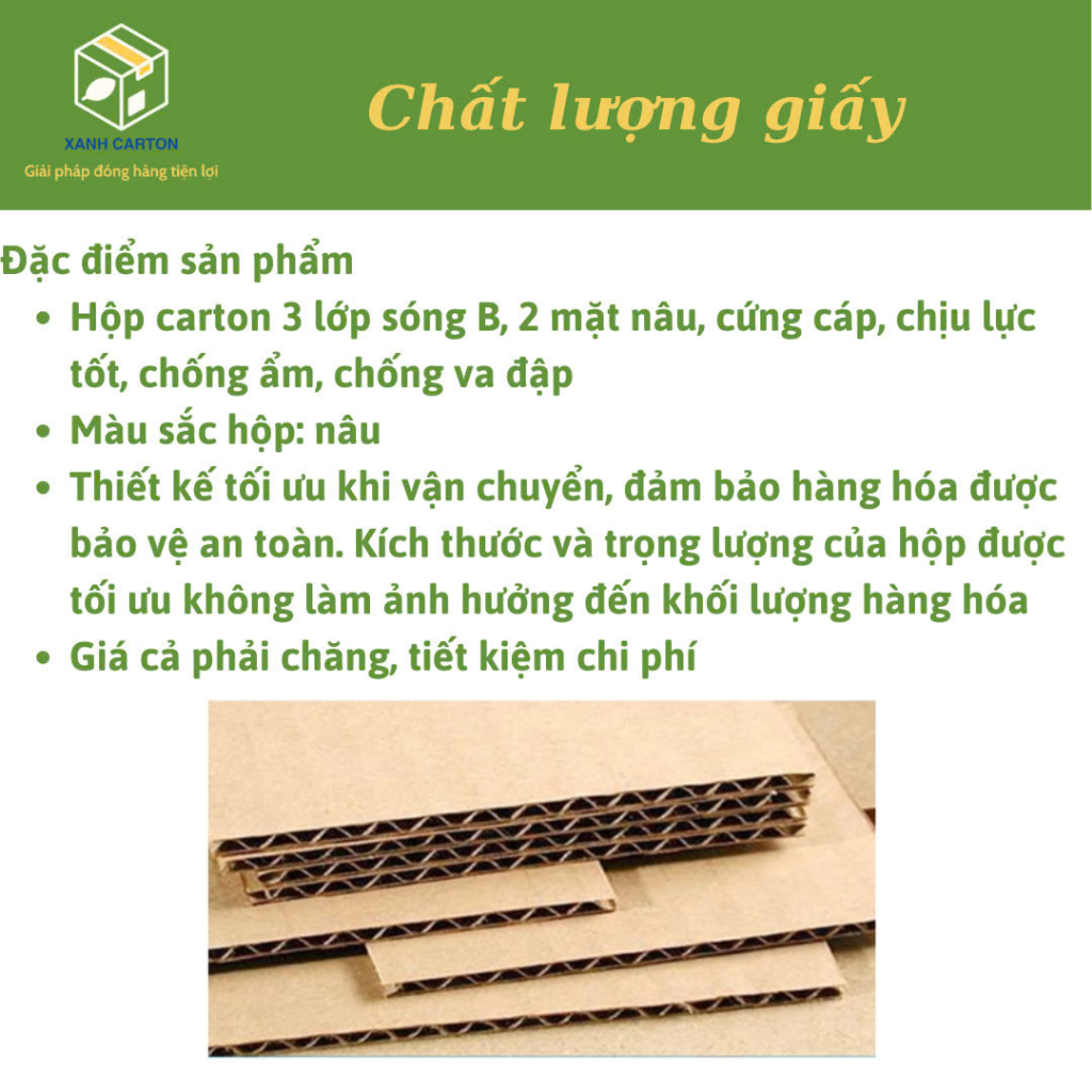 35x15x15 Hộp Carton đóng hàng giá rẻ - Xanh Carton
