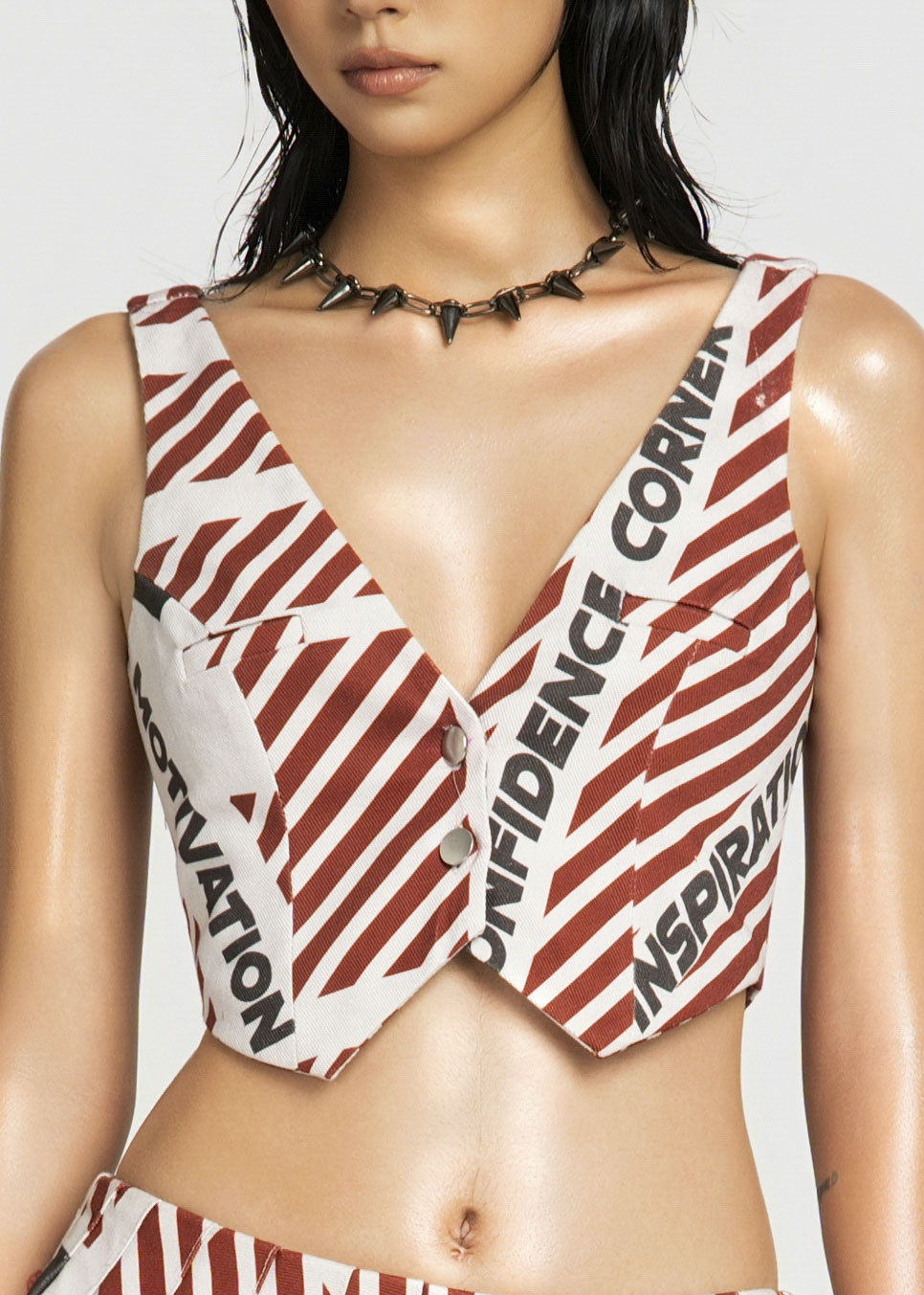 MAP Striped Cropped Gilet