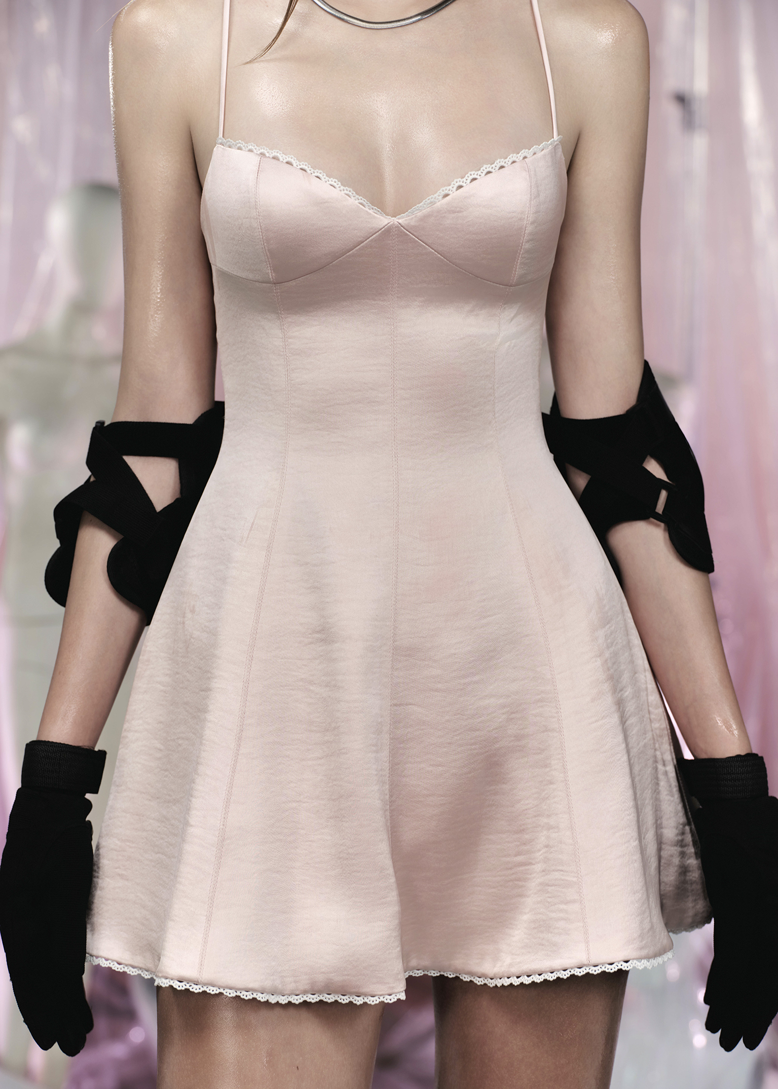 LABEL Silk Cami Flared Mini Dress