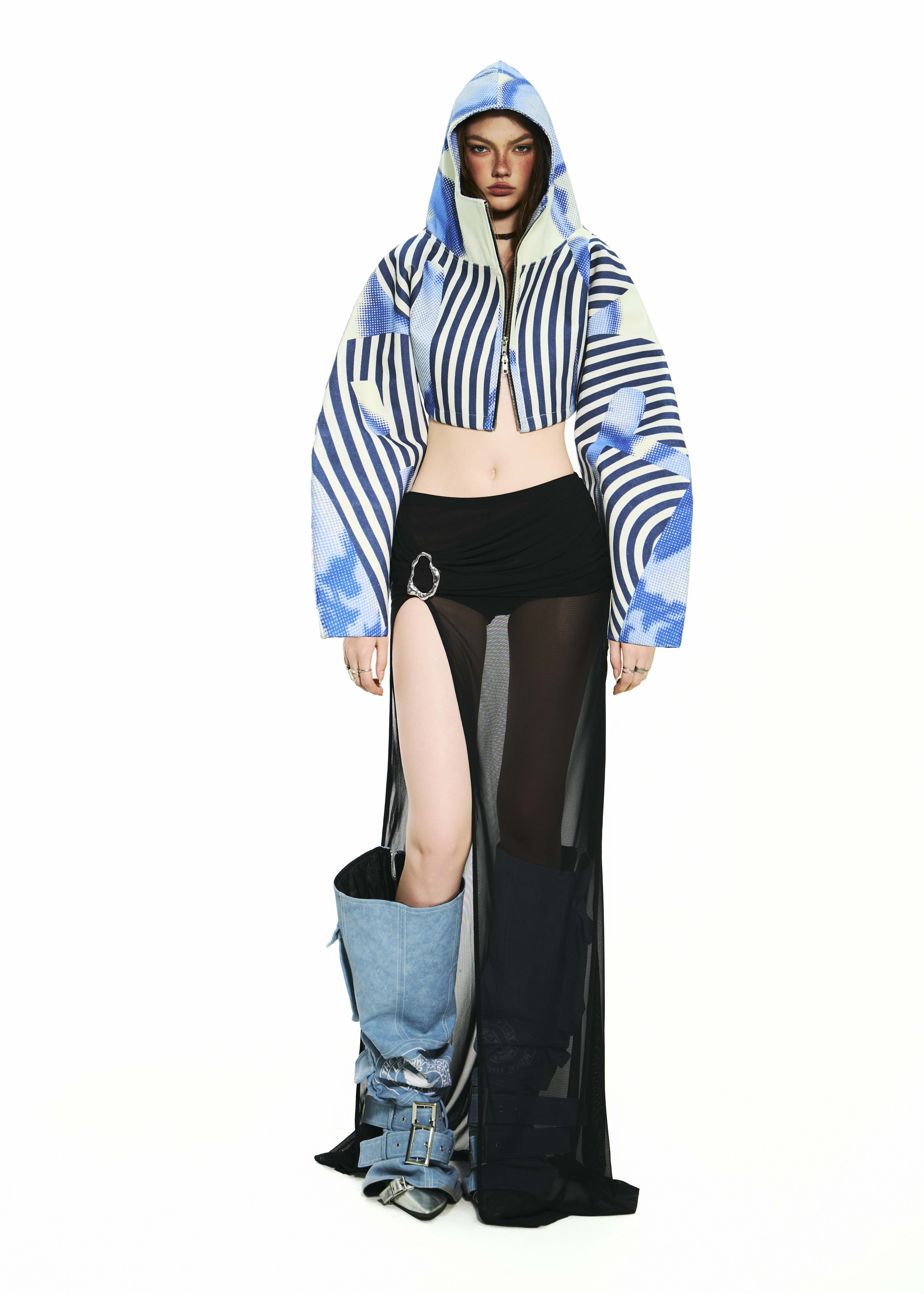 BONG Striped And Dots Oversized Jacket