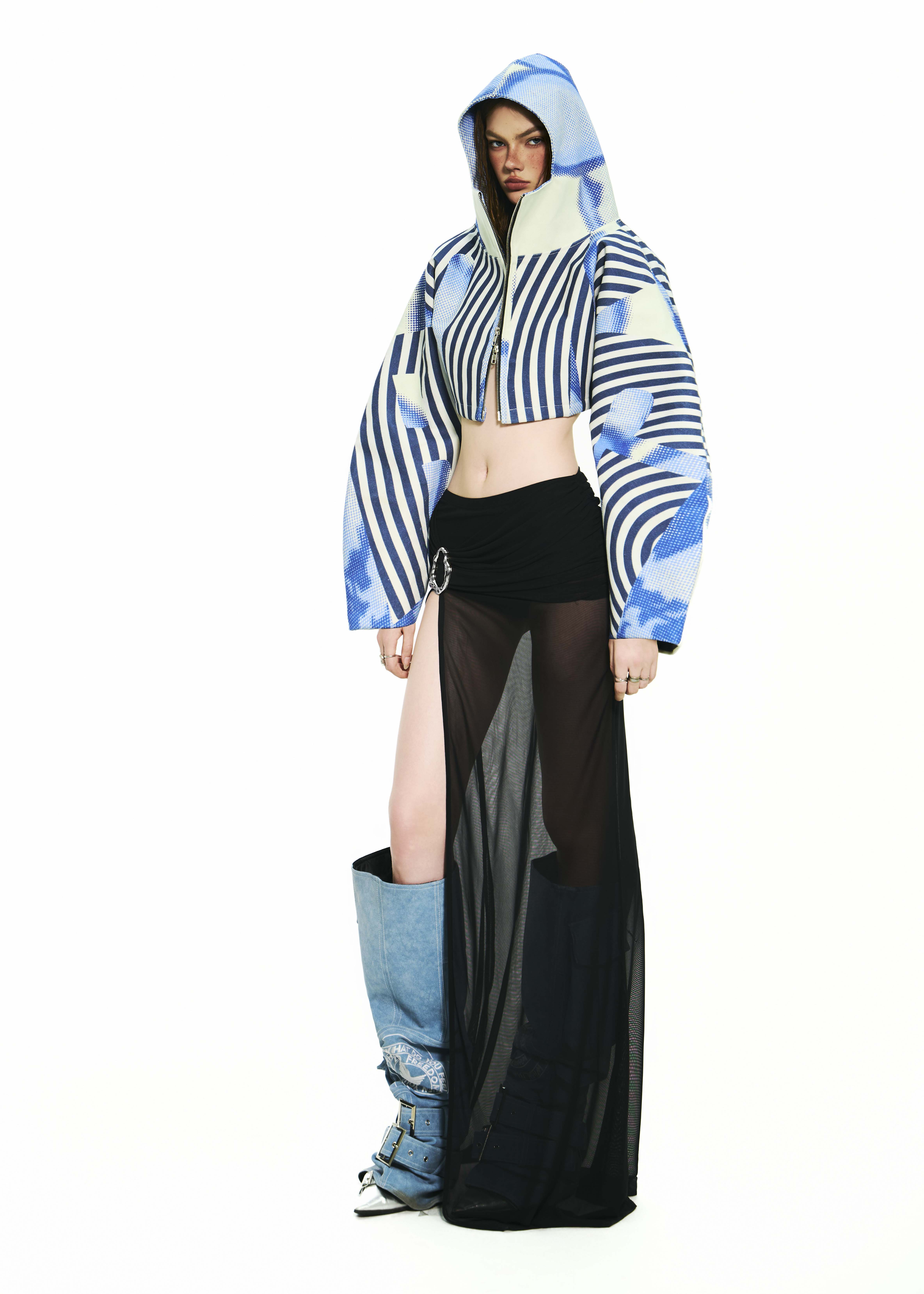 BONG Striped And Dots Oversized Jacket