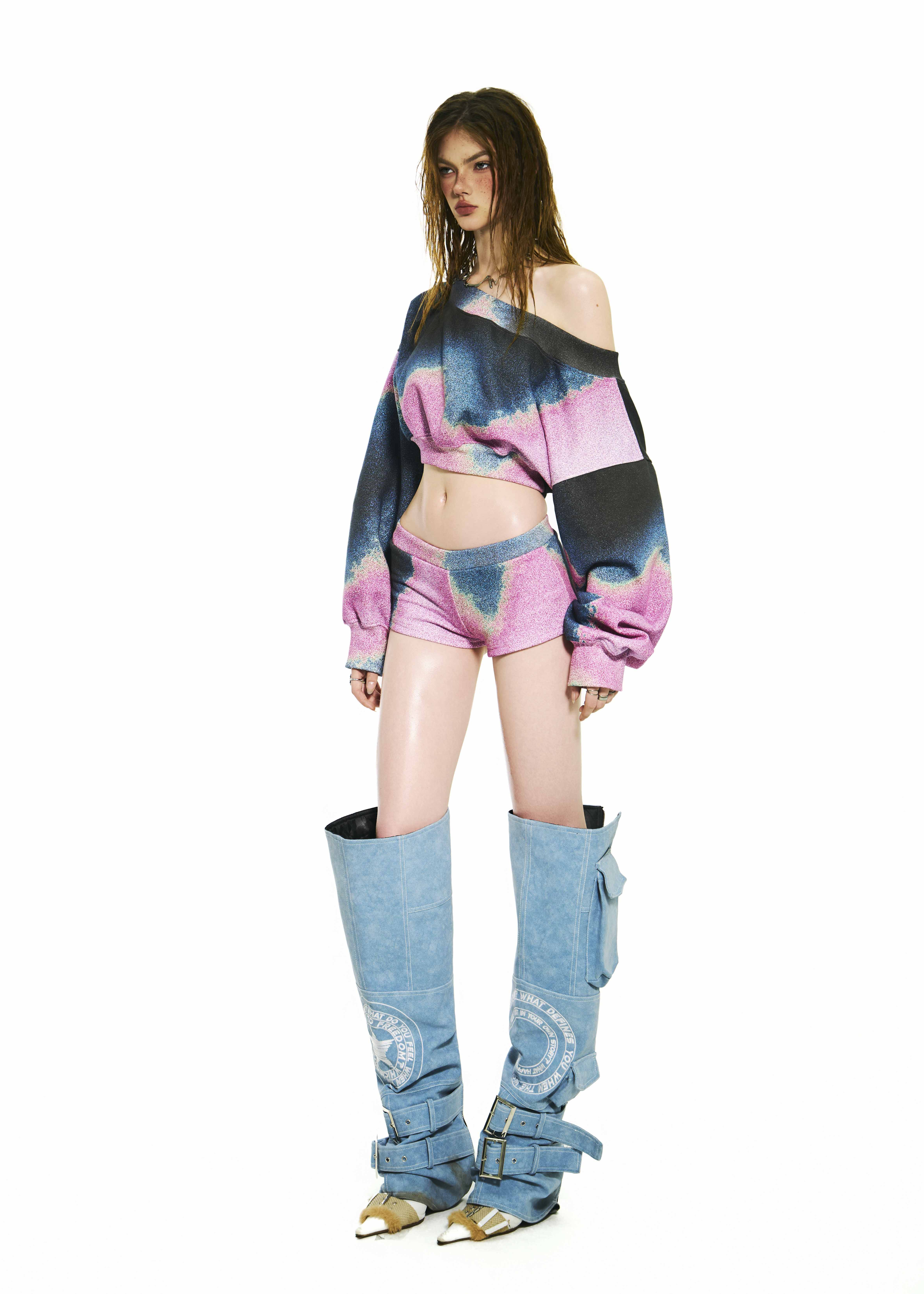 BONG Printed Cropped Sweater